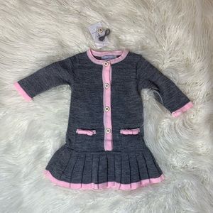 Florence Eiseman baby gray pink sweater dress girl